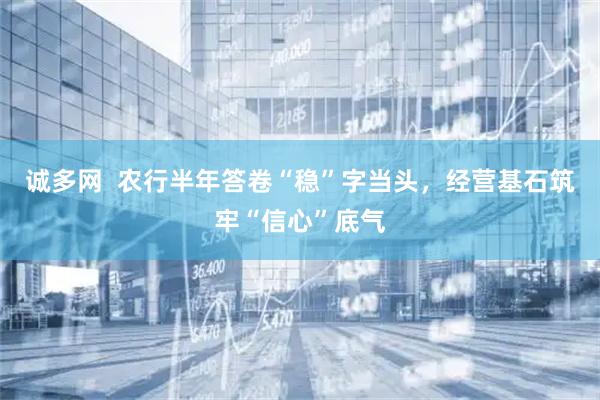 诚多网  农行半年答卷“稳”字当头，经营基石筑牢“信心”底气